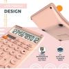 imageCATIGA 12 Digit Desktop Calculator Basic Desk Calculator with Large LCD Display Big Buttons 4 Function Solar and Battery Dual Power for Office School Home SD1292 Fresh Blue3 Pink