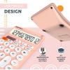 imageCATIGA 12 Digit Desktop Calculator Basic Desk Calculator with Large LCD Display Big Buttons 4 Function Solar and Battery Dual Power for Office School Home SD1292 Fresh Blue2 Pinkwhite