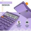 imageCATIGA 12 Digit Desktop Calculator Basic Desk Calculator with Large LCD Display Big Buttons 4 Function Solar and Battery Dual Power for Office School Home SD1292 Fresh Blue7 Purple
