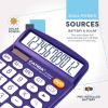 imageCATIGA Desktop Calculator 12 Digit with Large LCD Display and Sensitive Button Solar and Battery Dual Power Standard Function for Office Home School CD2786Purple