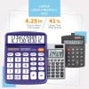 imageCATIGA Desktop Calculator 12 Digit with Large LCD Display and Sensitive Button Solar and Battery Dual Power Standard Function for Office Home School CD2786Purple