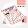 imageCATIGA Desktop Calculator 12 Digit with Large LCD Display and Sensitive Button Solar and Battery Dual Power Standard Function for Office Home School CD2786Light Pink