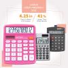 imageCATIGA Desktop Calculator 12 Digit with Large LCD Display and Sensitive Button Solar and Battery Dual Power Standard Function for Office Home School CD2786Pink