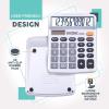 imageCATIGA Desktop Calculator 12 Digit with Large LCD Display and Sensitive Button Solar and Battery Dual Power Standard Function for Office Home School CD2786Silver