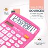 imageCATIGA Desktop Calculator 12 Digit with Large LCD Display and Sensitive Button Solar and Battery Dual Power Standard Function for Office Home School CD2786Pink