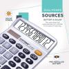 imageCATIGA Desktop Calculator 12 Digit with Large LCD Display and Sensitive Button Solar and Battery Dual Power Standard Function for Office Home School CD2786Silver
