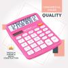imageCATIGA Desktop Calculator 12 Digit with Large LCD Display and Sensitive Button Solar and Battery Dual Power Standard Function for Office Home School CD2786Pink