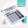 imageCATIGA Desktop Calculator 12 Digit with Large LCD Display and Sensitive Button Solar and Battery Dual Power Standard Function for Office Home School CD2786Silver