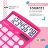 imageCATIGA Desktop Calculator 8 Digit with Solar Power and Easy to Read LCD Display Big Buttons for Home Office School Class and Business 4 Function Small Basic Calculators for Desk CD8185Pink