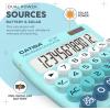 imageCATIGA Desktop Calculator 8 Digit with Solar Power and Easy to Read LCD Display Big Buttons for Home Office School Class and Business 4 Function Small Basic Calculators for Desk CD8185Z Aqua Blue
