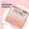 imageCATIGA Desktop Calculator 8 Digit with Solar Power and Easy to Read LCD Display Big Buttons for Home Office School Class and Business 4 Function Small Basic Calculators for Desk CD8185Z Peach