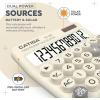 imageCATIGA Desktop Calculator 8 Digit with Solar Power and Easy to Read LCD Display Big Buttons for Home Office School Class and Business 4 Function Small Basic Calculators for Desk CD8185Z Beige