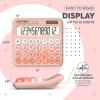 imageCATIGA Desktop Calculator 8 Digit with Solar Power and Easy to Read LCD Display Big Buttons for Home Office School Class and Business 4 Function Small Basic Calculators for Desk CD8185Z Peach