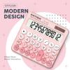 imageCATIGA Desktop Calculator 8 Digit with Solar Power and Easy to Read LCD Display Big Buttons for Home Office School Class and Business 4 Function Small Basic Calculators for Desk CD8185Z Blush Pink