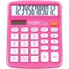 imageCATIGA Desktop Calculator 12 Digit with Large LCD Display and Sensitive Button Solar and Battery Dual Power Standard Function for Office Home School CD2786Pink