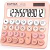imageCATIGA Desktop Calculator 8 Digit with Solar Power and Easy to Read LCD Display Big Buttons for Home Office School Class and Business 4 Function Small Basic Calculators for Desk CD8185Z Peach