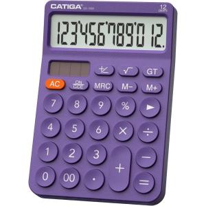 imageCATIGA 12 Digit Desktop Calculator Basic Desk Calculator with Large LCD Display Big Buttons 4 Function Solar and Battery Dual Power for Office School Home SD1292 Fresh Blue7 Purple
