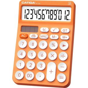 imageCATIGA 12 Digit Desktop Calculator Basic Desk Calculator with Large LCD Display Big Buttons 4 Function Solar and Battery Dual Power for Office School Home SD1292 Fresh Blue8 Orange