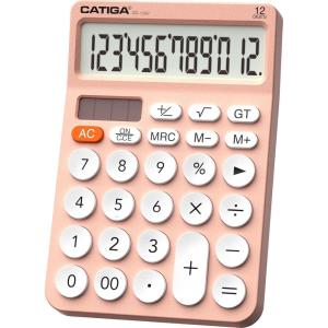 imageCATIGA 12 Digit Desktop Calculator Basic Desk Calculator with Large LCD Display Big Buttons 4 Function Solar and Battery Dual Power for Office School Home SD1292 Fresh Blue2 Pinkwhite