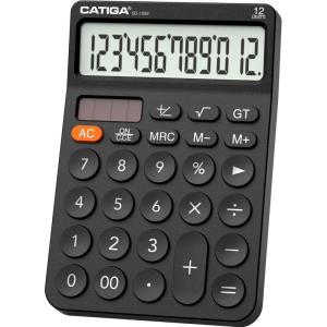 imageCATIGA 12 Digit Desktop Calculator Basic Desk Calculator with Large LCD Display Big Buttons 4 Function Solar and Battery Dual Power for Office School Home SD1292 Fresh Blue21 Black