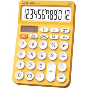 imageCATIGA 12 Digit Desktop Calculator Basic Desk Calculator with Large LCD Display Big Buttons 4 Function Solar and Battery Dual Power for Office School Home SD1292 Fresh Blue9 Yellow
