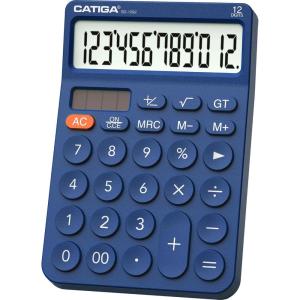 imageCATIGA 12 Digit Desktop Calculator Basic Desk Calculator with Large LCD Display Big Buttons 4 Function Solar and Battery Dual Power for Office School Home SD1292 Fresh Blue51 Navyblue