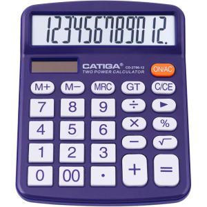 imageCATIGA Desktop Calculator 12 Digit with Large LCD Display and Sensitive Button Solar and Battery Dual Power Standard Function for Office Home School CD2786Purple