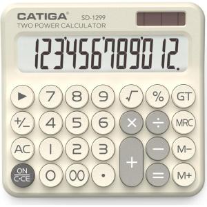imageCATIGA Desktop Calculator 8 Digit with Solar Power and Easy to Read LCD Display Big Buttons for Home Office School Class and Business 4 Function Small Basic Calculators for Desk CD8185Z Beige Color
