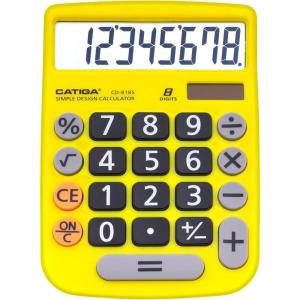 imageCATIGA Desktop Calculator 8 Digit with Solar Power and Easy to Read LCD Display Big Buttons for Home Office School Class and Business 4 Function Small Basic Calculators for Desk CD8185Yellow
