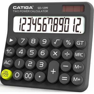 imageCATIGA Desktop Calculator 8 Digit with Solar Power and Easy to Read LCD Display Big Buttons for Home Office School Class and Business 4 Function Small Basic Calculators for Desk CD8185Z Charcoal Gray