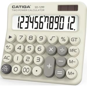 imageCATIGA Desktop Calculator 8 Digit with Solar Power and Easy to Read LCD Display Big Buttons for Home Office School Class and Business 4 Function Small Basic Calculators for Desk CD8185Z Beige