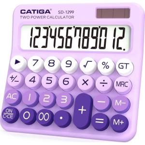imageCATIGA Desktop Calculator 8 Digit with Solar Power and Easy to Read LCD Display Big Buttons for Home Office School Class and Business 4 Function Small Basic Calculators for Desk CD8185Z Lavender