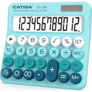 imageCATIGA Desktop Calculator 8 Digit with Solar Power and Easy to Read LCD Display Big Buttons for Home Office School Class and Business 4 Function Small Basic Calculators for Desk CD8185Z Aqua Blue