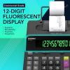 imageCATIGA 12 Digit Thermal Printing Calculator with Tape Print Out InkFree Adding Machine 5X Faster Quite at 80 LPS Extra Large Fluorescent Display Tax Calculation with Clock and Calendar SP2401Thermal Black