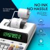 imageCATIGA 12 Digit Thermal Printing Calculator with Tape Print Out InkFree Adding Machine 5X Faster Quite at 80 LPS Extra Large Fluorescent Display Tax Calculation with Clock and Calendar SP2401Thermal White