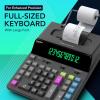 imageCATIGA 12 Digit Thermal Printing Calculator with Tape Print Out InkFree Adding Machine 5X Faster Quite at 80 LPS Extra Large Fluorescent Display Tax Calculation with Clock and Calendar SP2401Black