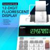 imageCATIGA 12 Digit Thermal Printing Calculator with Tape Print Out InkFree Adding Machine 5X Faster Quite at 80 LPS Extra Large Fluorescent Display Tax Calculation with Clock and Calendar SP2401Thermal White
